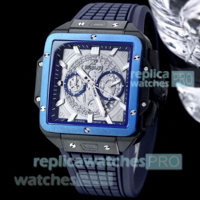 Best Quality Replica Hublot Square Bang Unico Automatic Watches Blue PVD Bezel